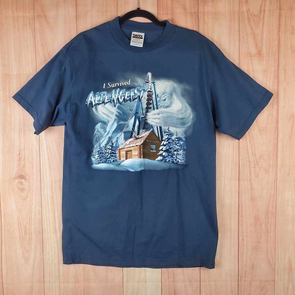 Vintage Tultex T-Shirt Mens Large Bush Gardens I Survived Alpengeist‎